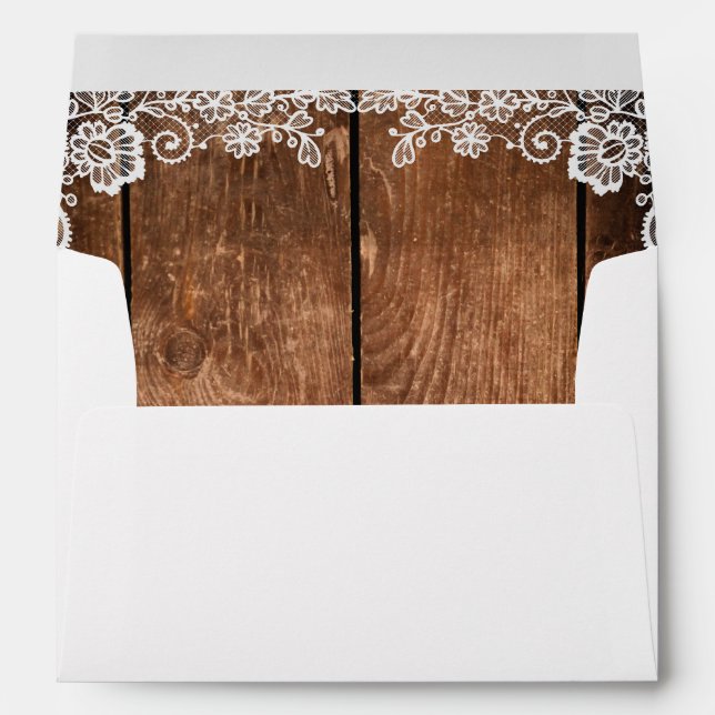 Enveloppe Adresse du Mariage campagnard de bois rustique et  (Dos (Bas))