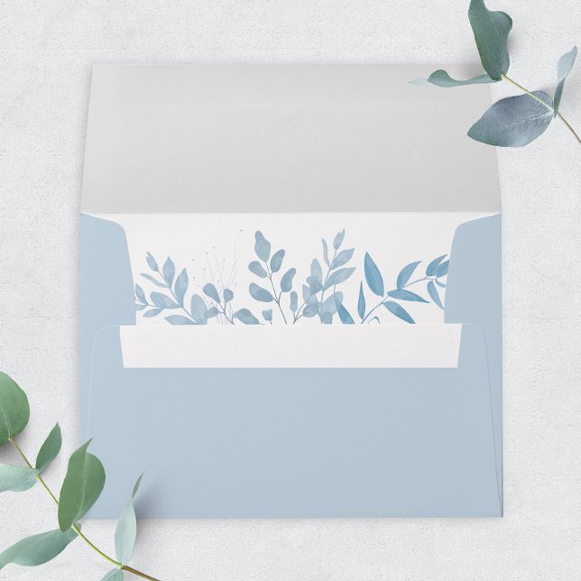 Enveloppe Adresse du Mariage Dusty Blue Eucalyptus (Créateur téléchargé)