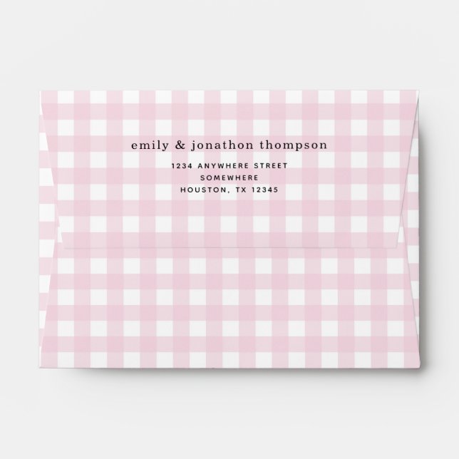 Enveloppe Adresse du nom de retour En vichy rose (Dos (Haut rabat))