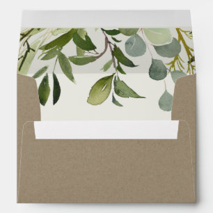ENVELOPPE ADRESSE FEUILLUE D'AQUARELLE DE FEUILLAGE D'OR