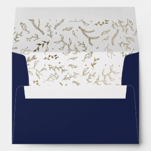 Enveloppe Adresse florale de mariage de bleu marine d'hiver