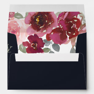 ENVELOPPE ADRESSE FLORALE ROSE BLACK BURGUNDY ÉLÉGANTE