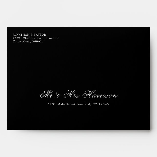 Enveloppe Adresse manuscrite Mariage noir invité (Devant)