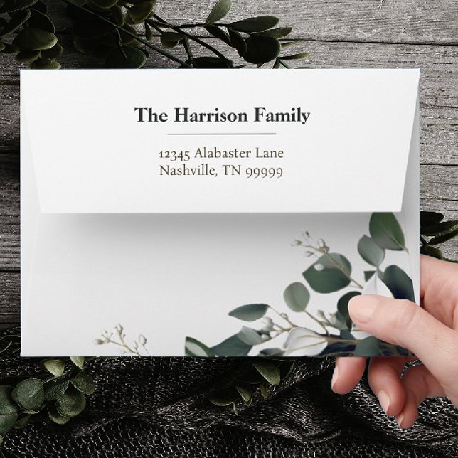 Enveloppe Adresse Mariage moderne Eucalyptus (Modern Eucalyptus Wedding Address Envelope)