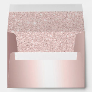 Enveloppe Adresse métallique de mariage d'or d'ombre rose d