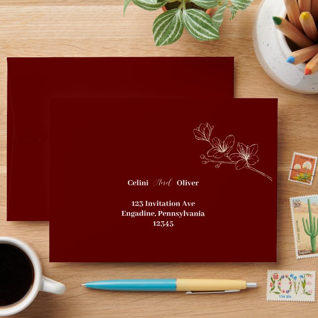 Enveloppe Adresse minimaliste du Mariage imprimé élégant (Minimalist Elegant Printed Wedding Address Envelope)