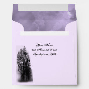 Enveloppe Adresse personnalisée Pleine lune ciel hantée Purp