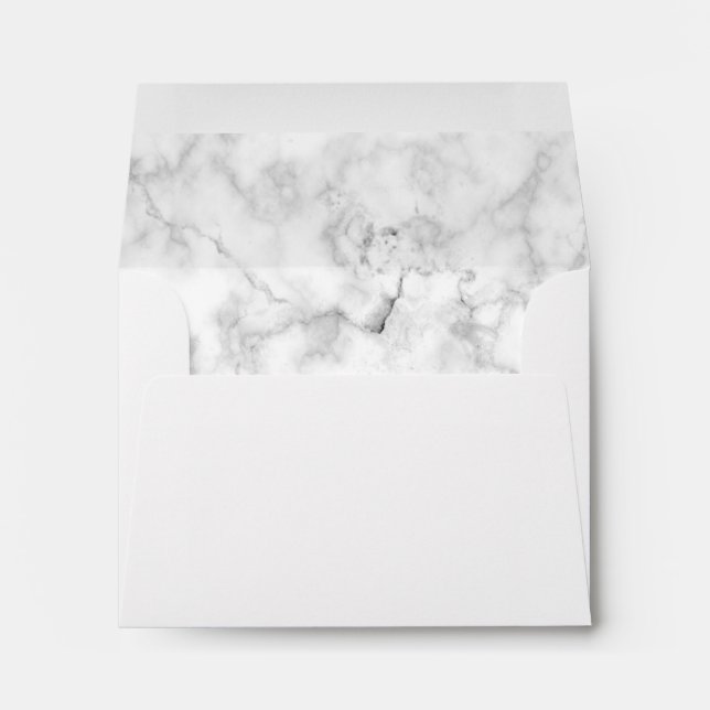 Enveloppe Adresse pré-imprimée du Marbre blanc moderne RSVP (Dos (Bas))