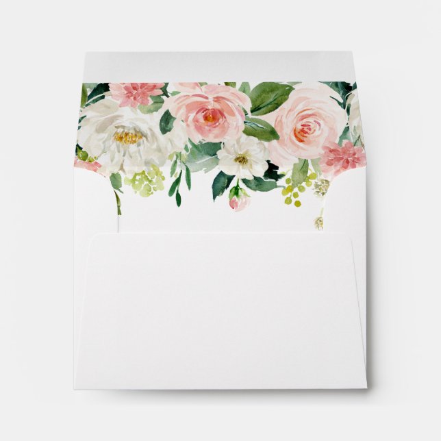 Enveloppe Adresse pré-imprimée RSVP en fleur rose vierge (Dos (Bas))