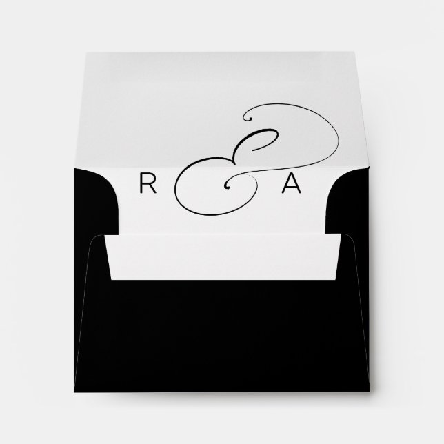 Enveloppe Adresse pré-imprimée simple du Mariage Monogramme  (Dos (Bas))