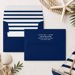 Enveloppe Adresse rayée marine Navy