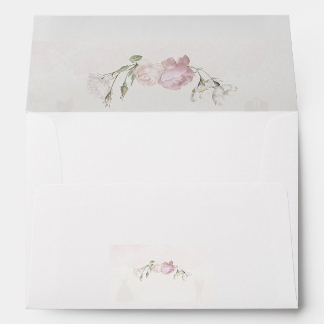 Enveloppe Adresse Roses Rose Clair Mariage (Dos (Bas))