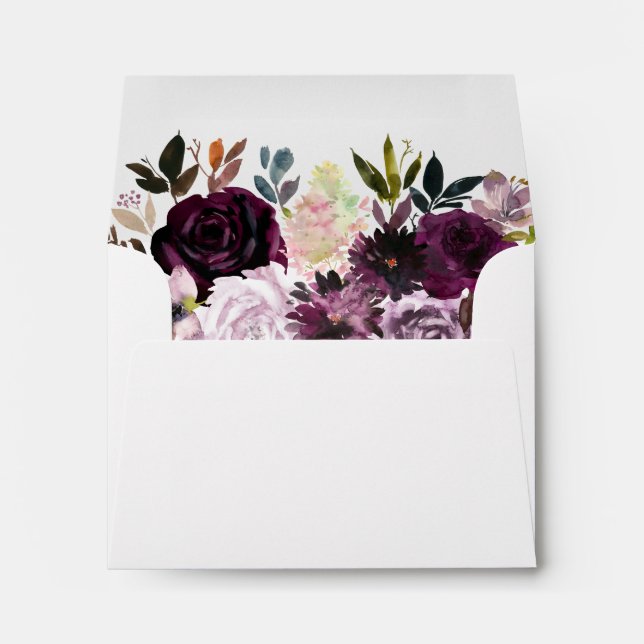 Enveloppe Adresse RSVP - Mauve rose et violet Rose Floral (Dos (Bas))