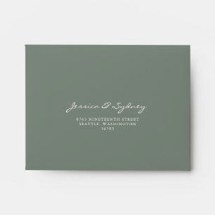 Enveloppe Adresse RSVP minimaliste de script vert foncé