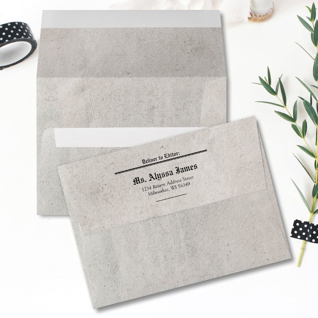Enveloppe Adressée À Un Mariage De Journaux (Newspaper wedding invitation envelope, return address, addressed, deliver to editor, black)
