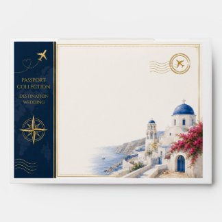 Enveloppe adressée pour mariage à Santorin de styl