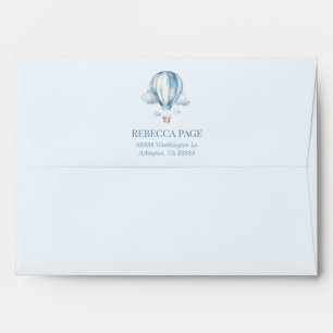 Enveloppe Adventure Attend ! Baby shower Blue Hot Air Balloo