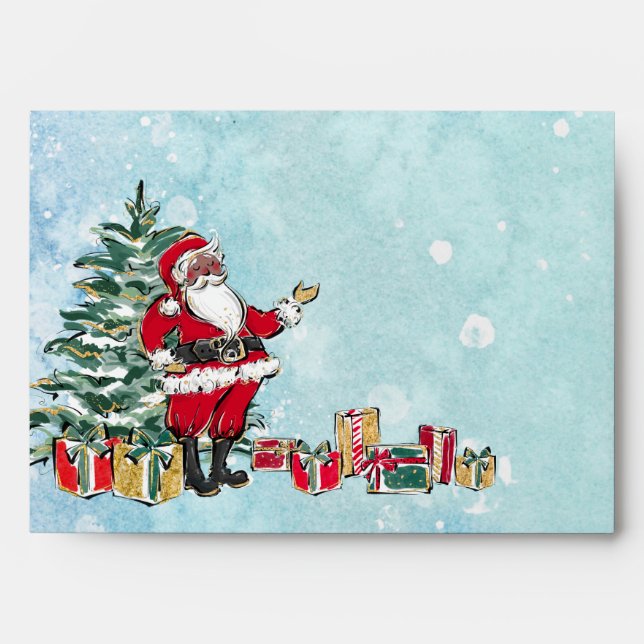 Enveloppe Afro Santa Claus et Christmas Tree (Devant)