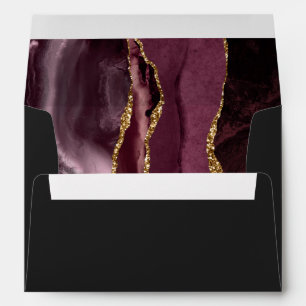Enveloppe Agate Burgundy Gold Dark Script Mariage