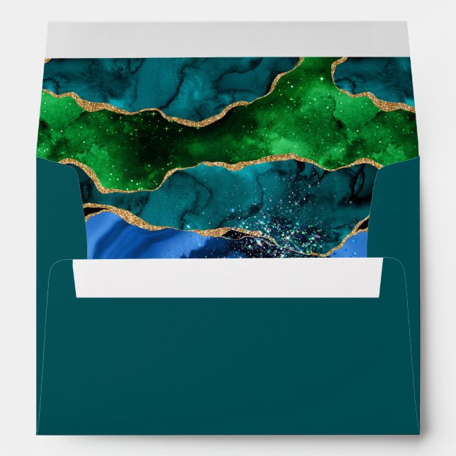 Enveloppe Agate de paon bleu et vert (Dos (Bas))