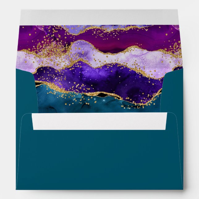 Enveloppe Agate de paon violet et bleu (Dos (Bas))