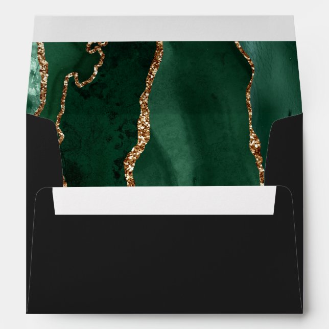 Enveloppe Agate Émeraude Or Sombre Écriture Mariage (Dos (Bas))