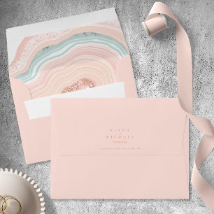 Enveloppe Agate Geode Mariage Rose Parties scintillant Gold 