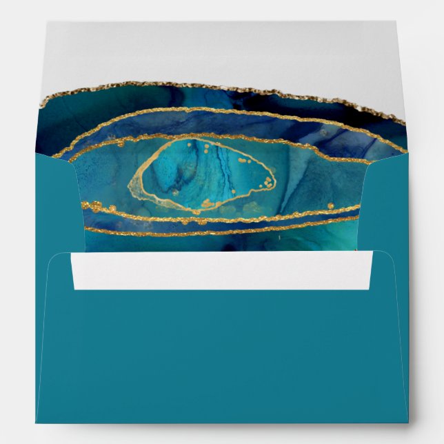 Enveloppe Agate Gold turquoise avec adresse de retour (Dos (Bas))