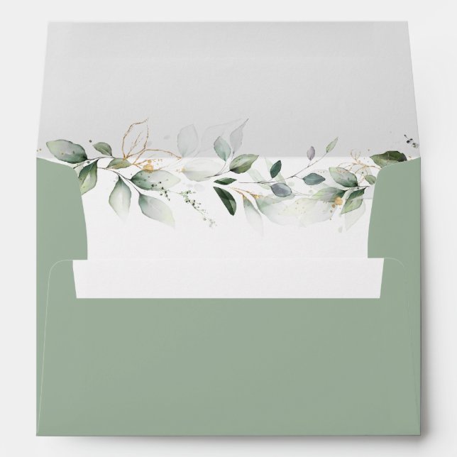 Enveloppe Airy Watercolor Greenery Retourner l'adresse Maria (Dos (Bas))