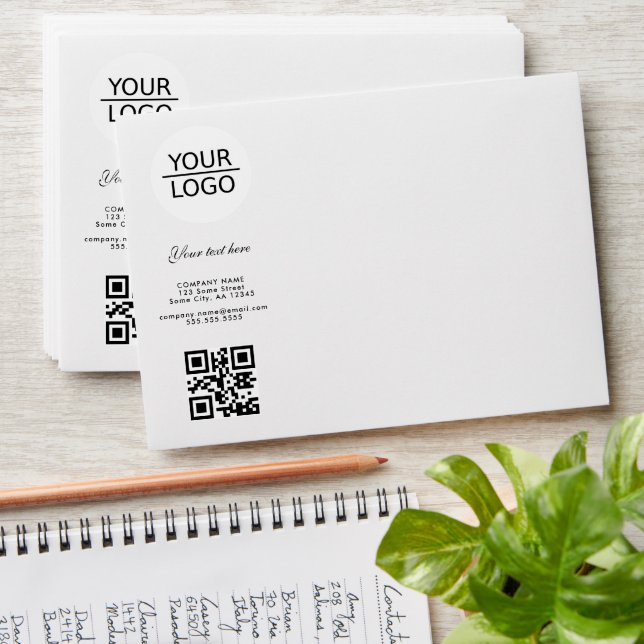Enveloppe Ajouter votre logo QR Code Promotion de texte pers (Stacked)