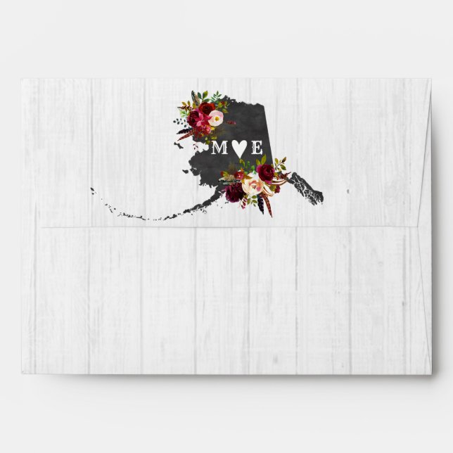 Enveloppe Alaska State Destination Rustic Mariage Monogramme (Dos (Haut rabat))