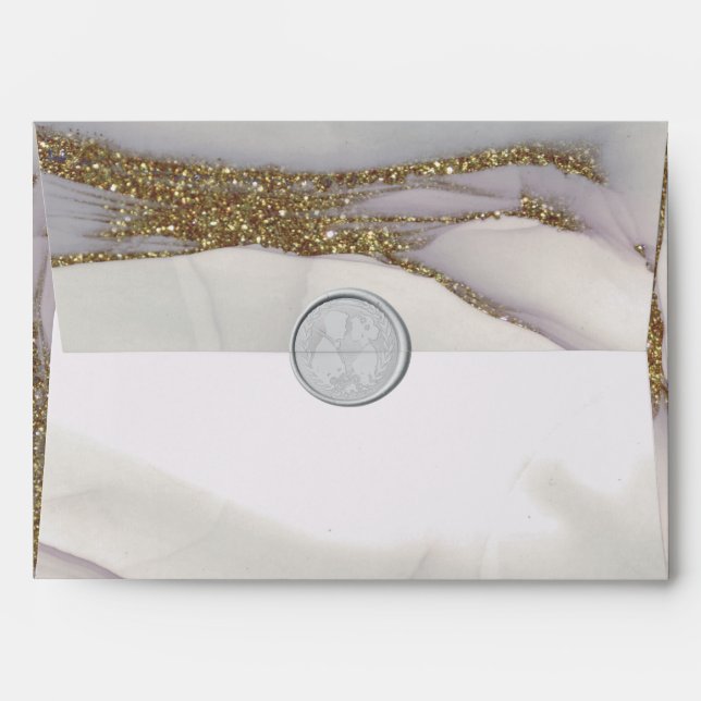 Enveloppe Alcohol Ink Handmade Chic Gold Glitter Envelope (Dos (Haut rabat))