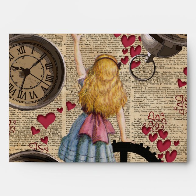 Enveloppe Alice au pays des merveilles voyage dans le temps (Devant)