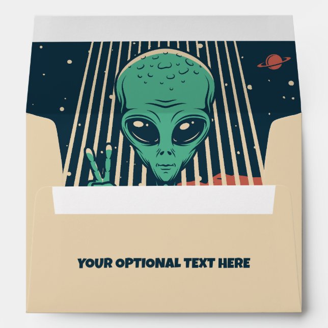 Enveloppe Alien UFO de texte personnalisé (Dos (Bas))