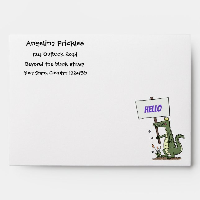 Enveloppe Aligator de crocodile drôle avec dessin animé (Devant)