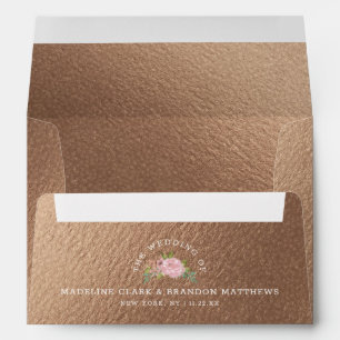 Enveloppe Allant Rose Vintage Rose or Mariage Floral