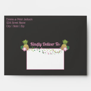 Enveloppe Aloha Bébé rose et vert Baby shower tropical fille