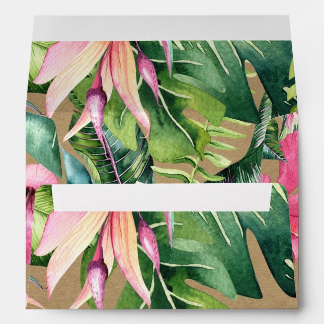Enveloppe Aloha tropical Luau Feuilles d'été Kraft (Dos (Bas))