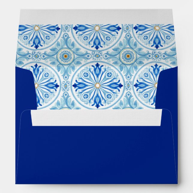 Enveloppe Amalfi Coast Amore Mediterranean Blue Wedding (Dos (Bas))