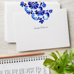 Enveloppe Amalfi Positano Vietri bleu Majolica tuiles