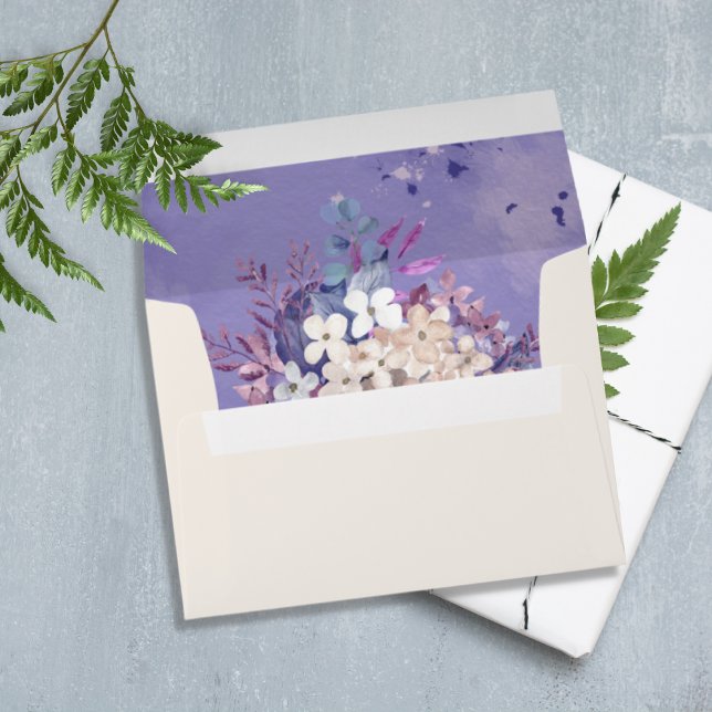 Enveloppe Ambiance romantique Lavande Aquarelle Florale Prin (Créateur téléchargé)