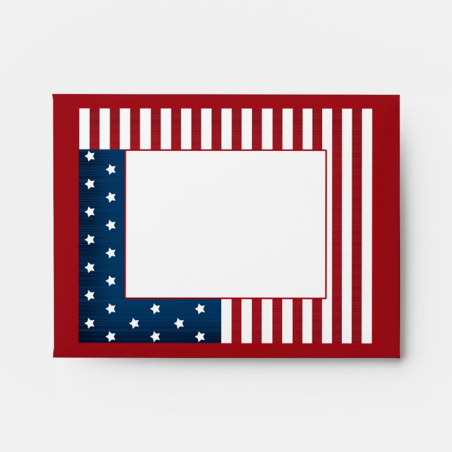 Enveloppe American print marine rouge blanc rayé (Devant)