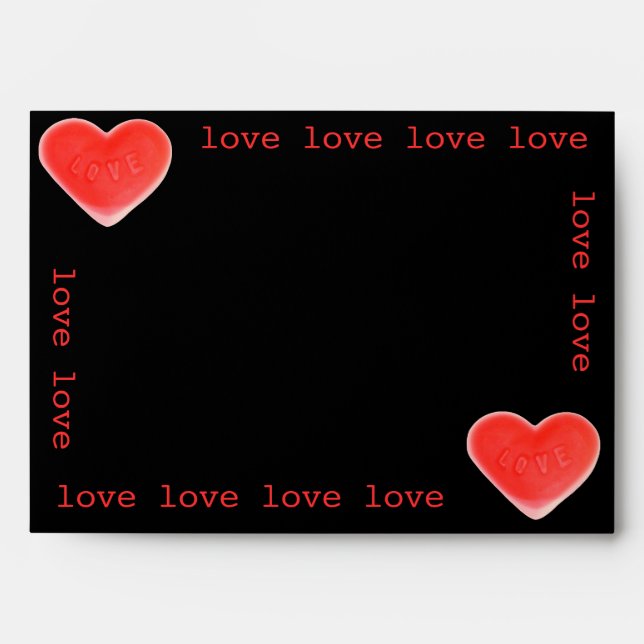 Enveloppe 'amour' en noir de coeur doux (Devant)