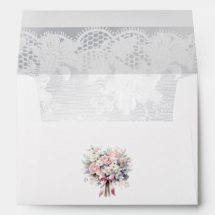 Enveloppe Amour romantique dentelle fantaisie et floral douc