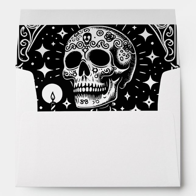 Enveloppe Amusant Anniversaire Gothique Tarot Squelette (Dos (Bas))