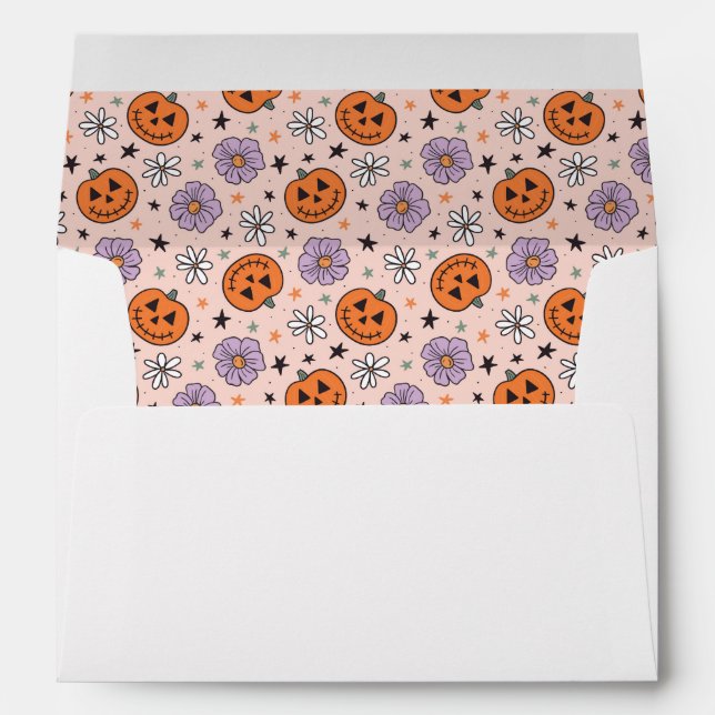 Enveloppe Amusants Citrouilles d'Halloween et Fleurs Motif (Dos (Bas))
