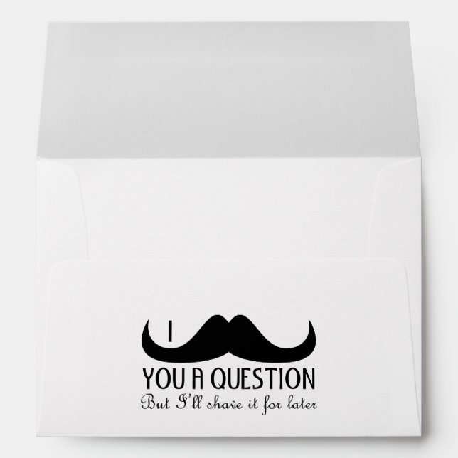 Enveloppe Amusement cool Je vous moustache une question Noir (Dos (Bas))