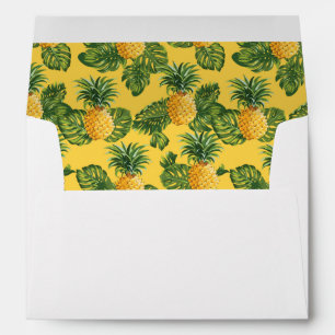 Enveloppe Ananas et Feuilles tropicaux en or