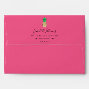 Enveloppe Ananas rose chaud