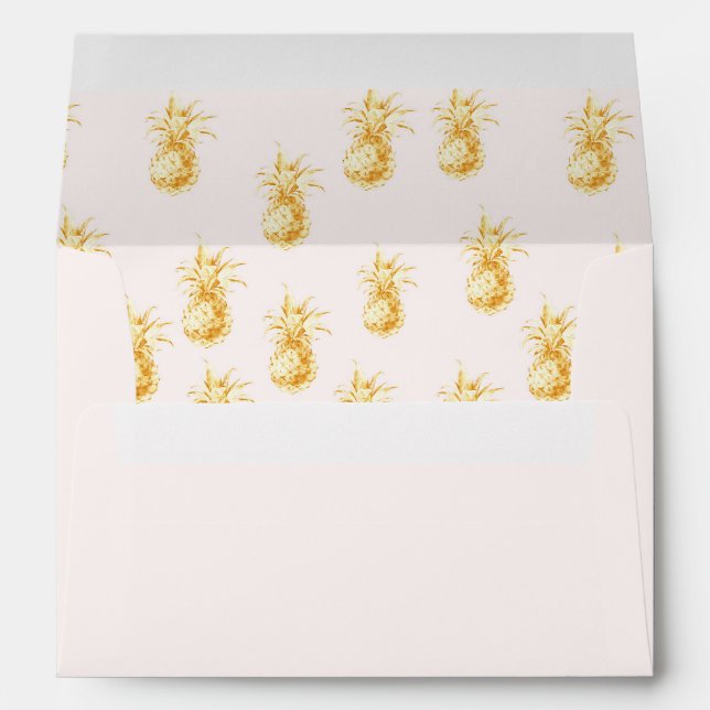 Enveloppe Ananas Tropical Blush Gold (Dos (Bas))